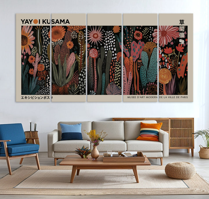 28344895-MGV-CV-36X24-Modern Japanese Wall Art Print Yayoi Kusama Canvas Wall Art Abstract Mount Fuji Canvas Print Japanese Landscape Art Printing