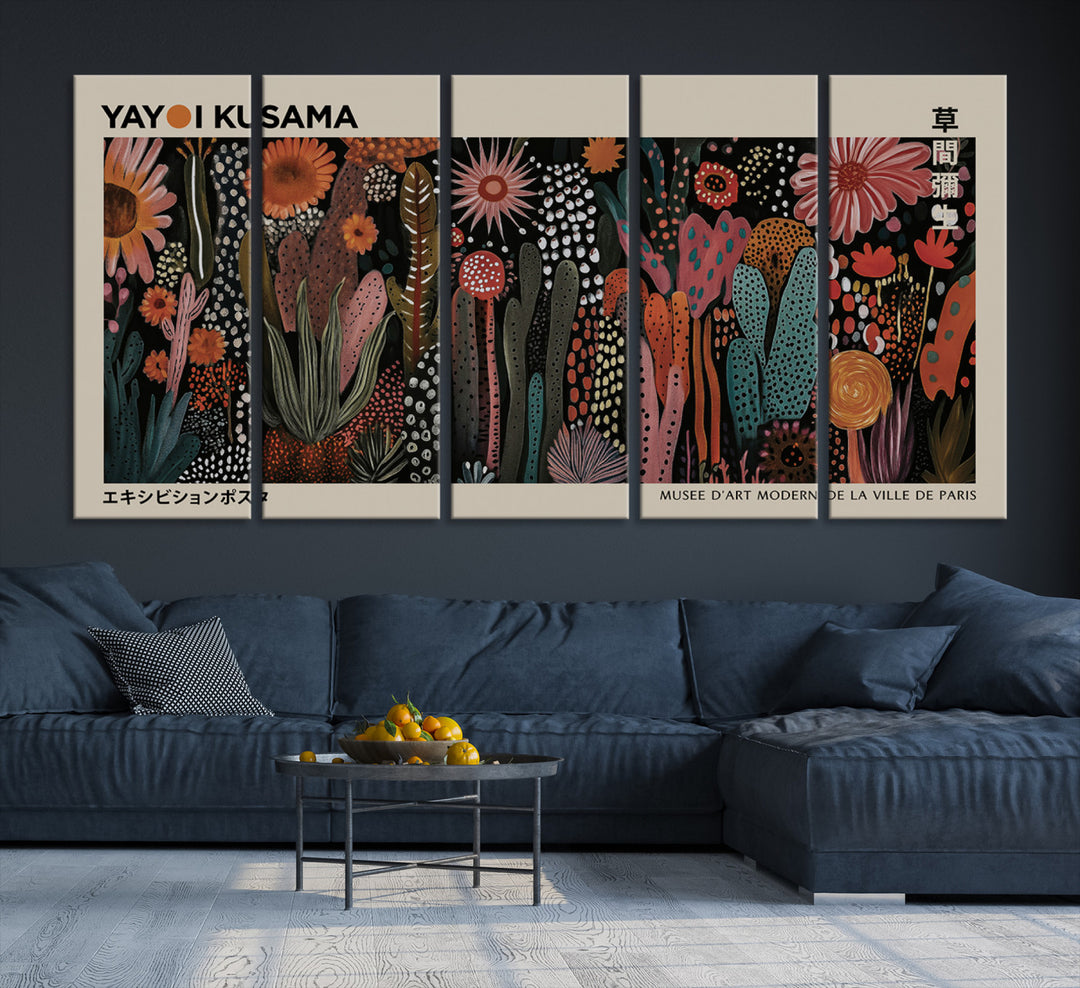 28344895-MGV-CV-36X24-Modern Japanese Wall Art Print Yayoi Kusama Canvas Wall Art Abstract Mount Fuji Canvas Print Japanese Landscape Art Printing