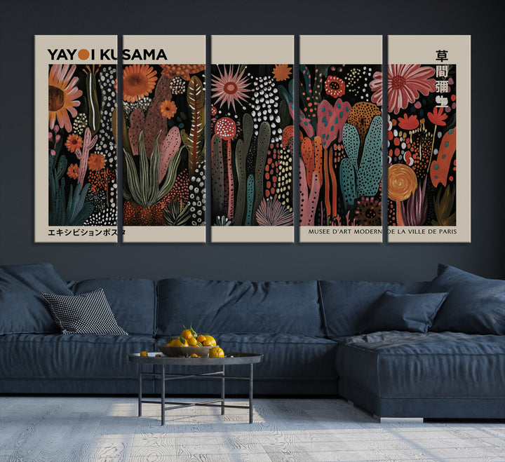 28344895-MGV-CV-36X24-Modern Japanese Wall Art Print Yayoi Kusama Canvas Wall Art Abstract Mount Fuji Canvas Print Japanese Landscape Art Printing