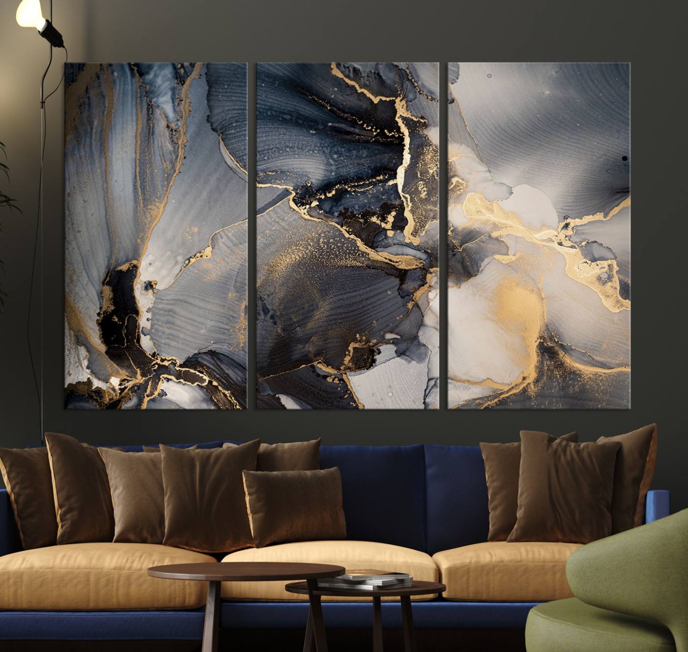 24068-MGV-CV-36X24-Modern Marble Fluid Effect Wall Art Abstract Canvas Wall Art Print