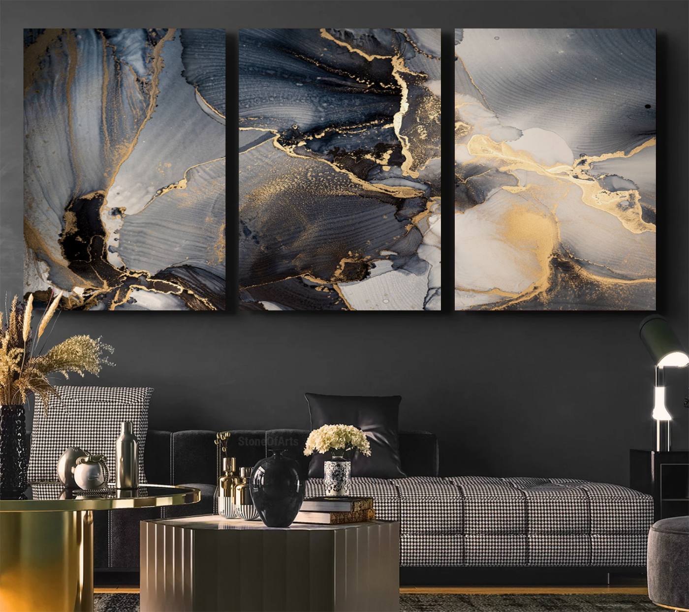 24068-MGV-CV-36X24-Modern Marble Fluid Effect Wall Art Abstract Canvas Wall Art Print