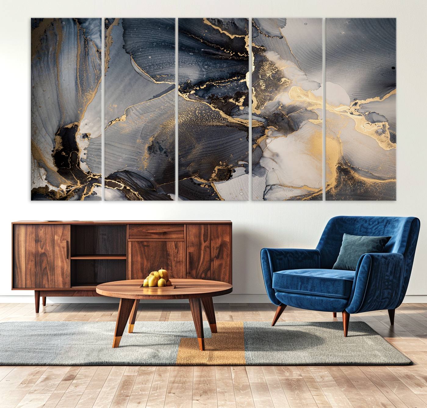 24068-MGV-CV-36X24-Modern Marble Fluid Effect Wall Art Abstract Canvas Wall Art Print