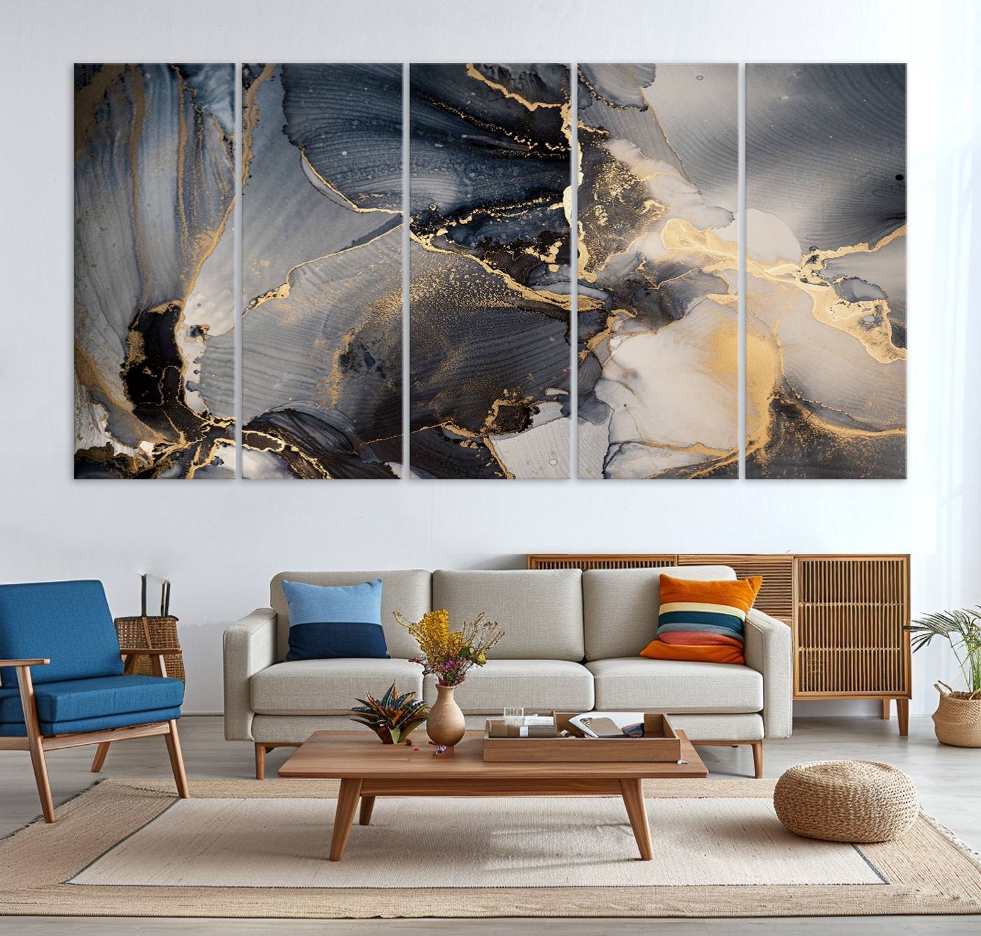 24068-MGV-CV-36X24-Modern Marble Fluid Effect Wall Art Abstract Canvas Wall Art Print