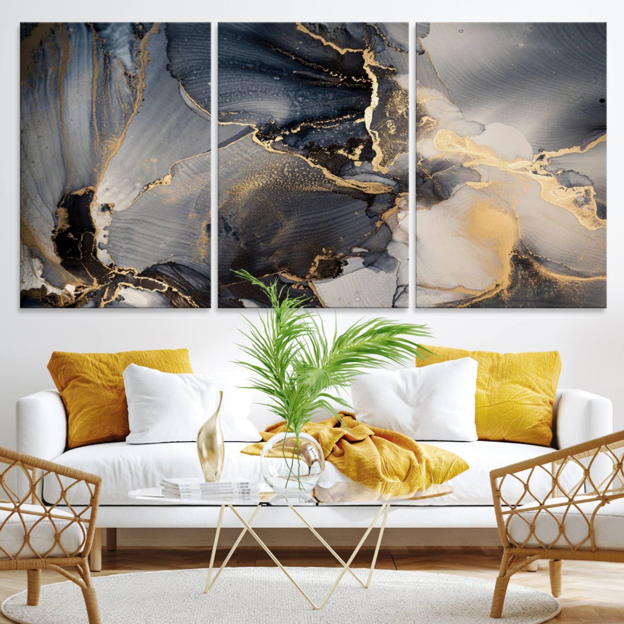 24068-MGV-CV-36X24-Modern Marble Fluid Effect Wall Art Abstract Canvas Wall Art Print