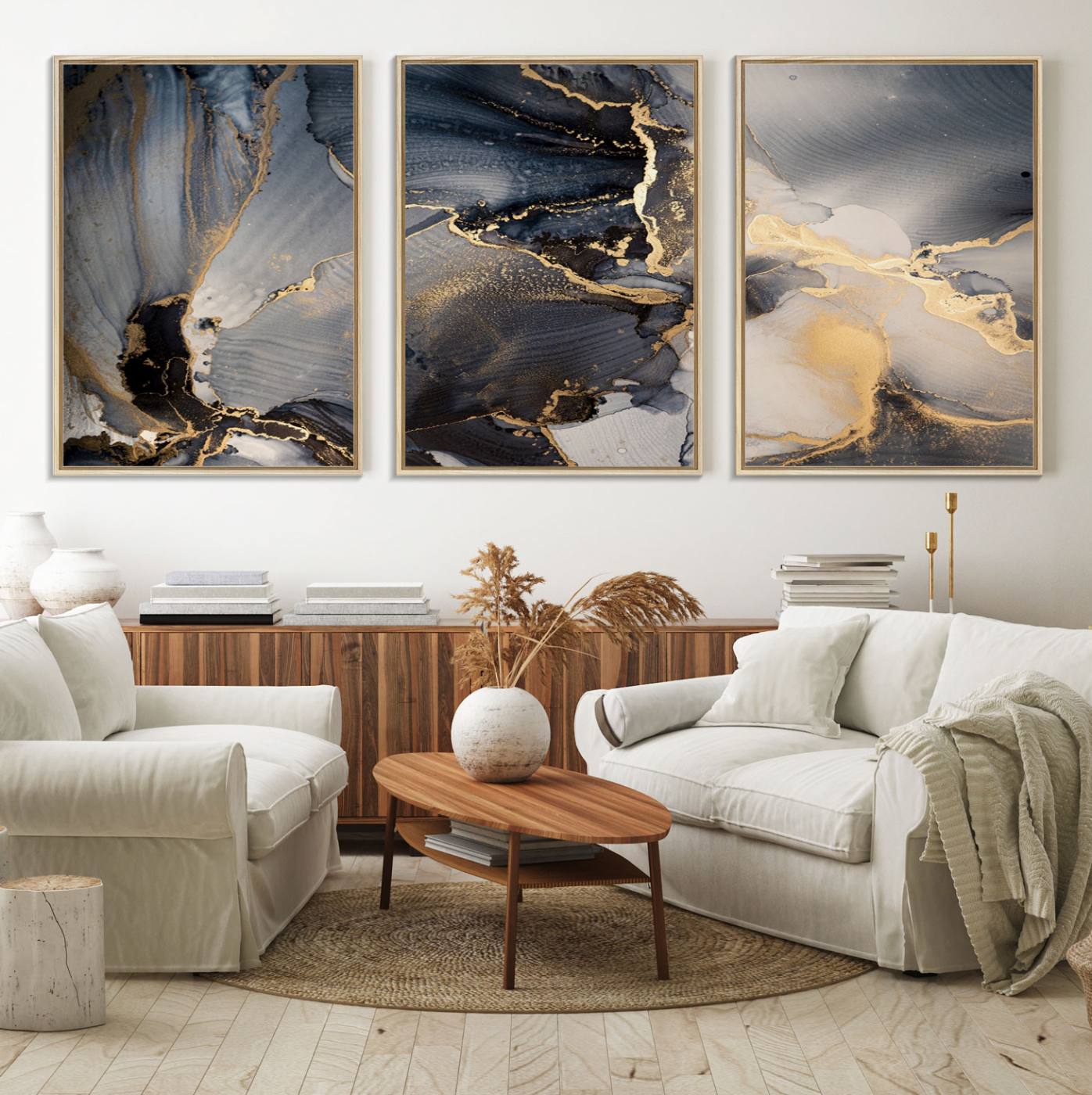 24068-MGV-FC-60X30-3P_Natural-Modern Marble Fluid Effect Wall Art Abstract Canvas Wall Art Print