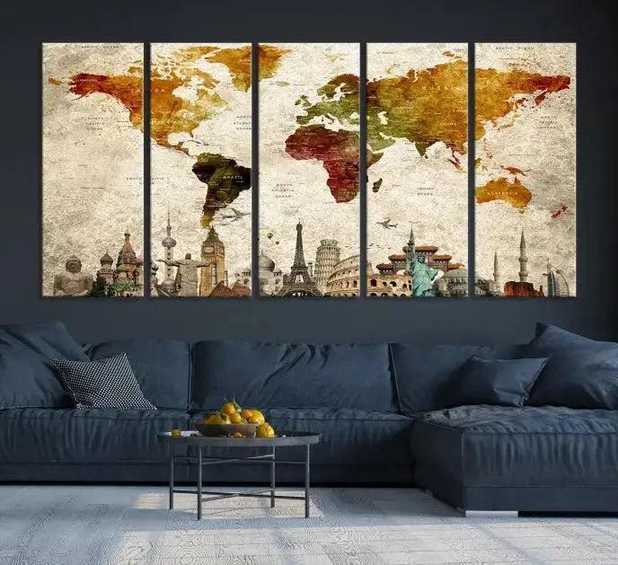Edit-Images-Modern World Map Wall Art Canvas Print