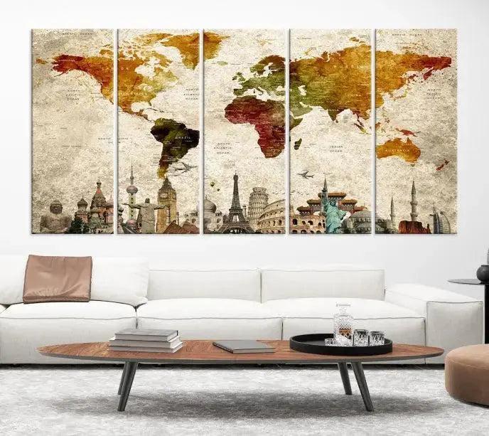 Edit-Images-Modern World Map Wall Art Canvas Print