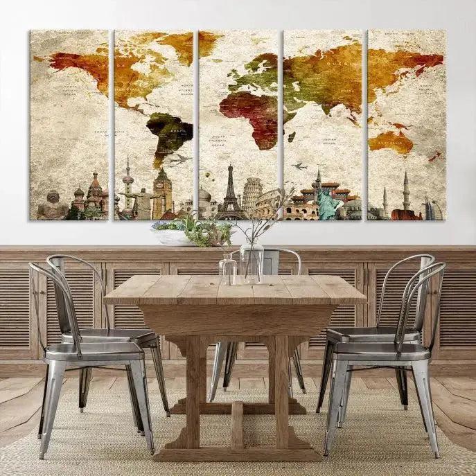 Edit-Images-Modern World Map Wall Art Canvas Print