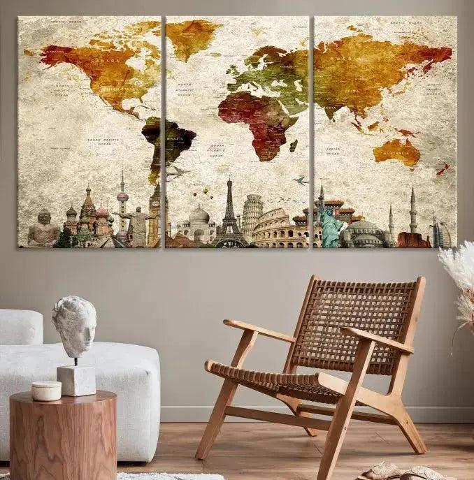 Edit-Images-Modern World Map Wall Art Canvas Print