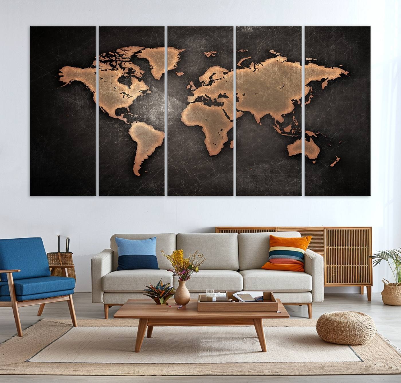 71349-MGV-CV-36X24-Push Pin World Map Canvas Print – Travel Tracker Wall Art for Couples, Perfect Anniversary Gift for Home or Office Decor