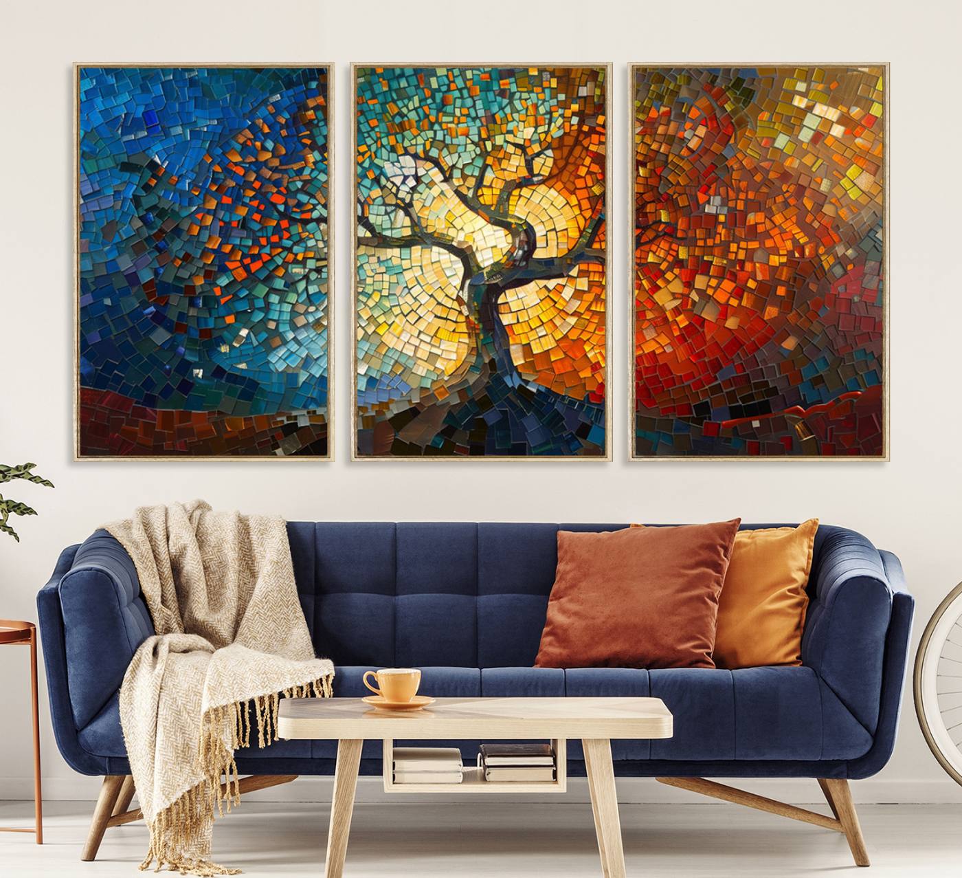 66056-MGV-CV-36X24-Mosaic Tree Canvas Wall Art Canvas Print – Vibrant Stained Glass-Inspired Tree of Life - Ready to Hang