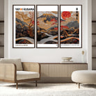 85375874-MGV-FC-48X32-3P_Walnut-Mount Fuji Wall Art Print, Yayoi Kusama Canvas Wall Art, Abstract Mount Fuji Canvas Print, Japanese Landscape Art Printing
