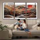 85375874-MGV-FC-60X30-3P_Walnut-Mount Fuji Wall Art Print, Yayoi Kusama Canvas Wall Art, Abstract Mount Fuji Canvas Print, Japanese Landscape Art Printing