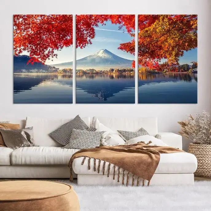 Mount Fuji Canvas Wall Art Japan Autumn Mountain Canvas Print Wall Art