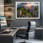 51582565-MGC-FP-36x24_Natural-Mountain Sunset Panoramic Canvas Print – Scenic Wilderness Landscape, Majestic Summit , Multi-Panel Framed Artwork for Rustic Lodge Home