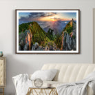 Mountain Sunset Panoramic Canvas Print – Scenic Wilderness Landscape, Majestic Summit , Multi-Panel Framed Artwork for Rustic Lodge Home
