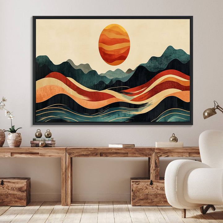 11087-MGV-FC-36X24_Black-Mountain Triptych Wall Art - Western Nature Prints - Framed Boho Pine Tree Canvas for Log Cabin or Southwest Decor