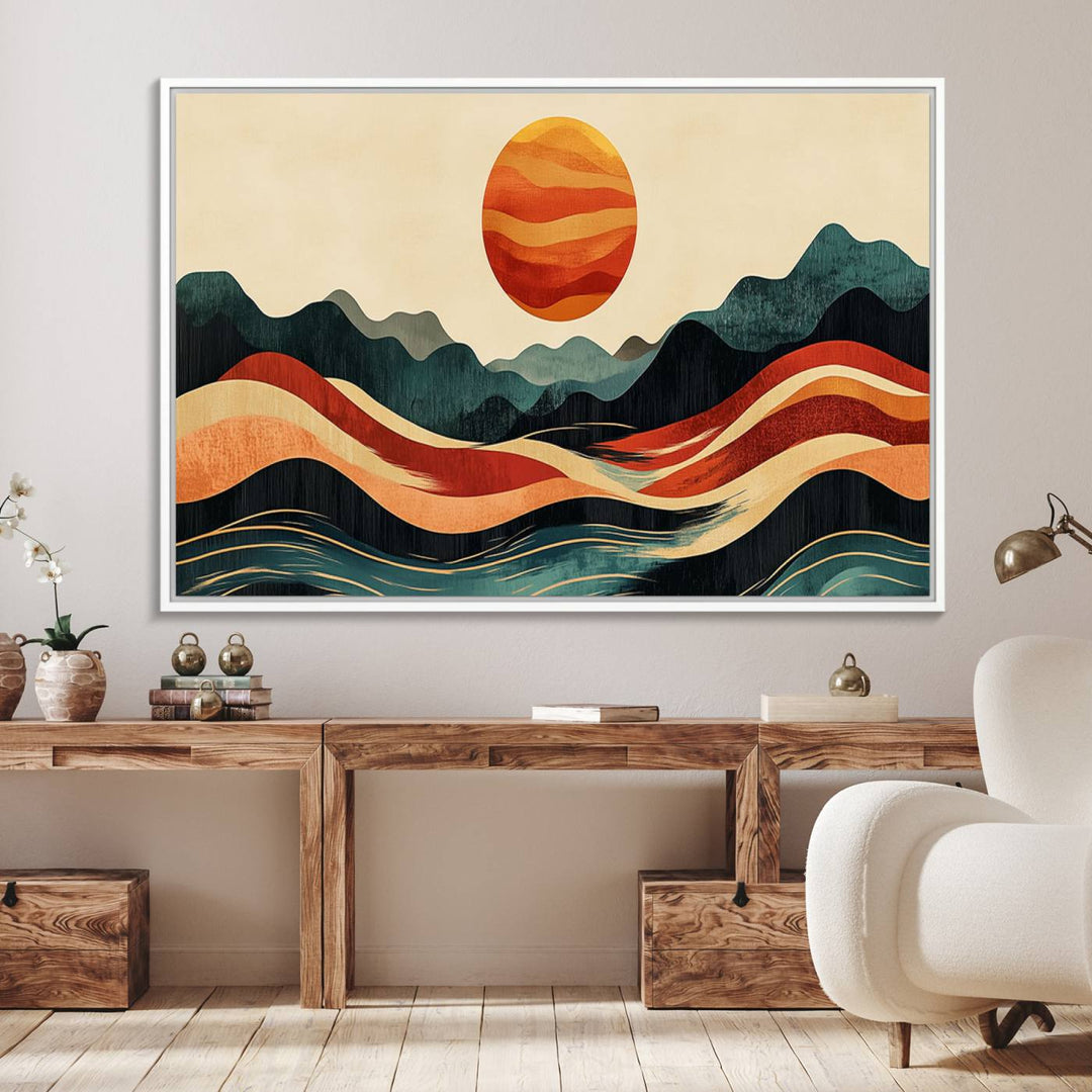 11087-MGV-FC-36X24_White-Mountain Triptych Wall Art - Western Nature Prints - Framed Boho Pine Tree Canvas for Log Cabin or Southwest Decor