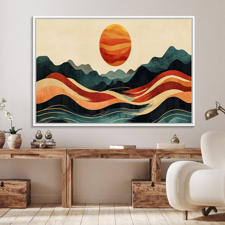 11087-MGV-FC-36X24_White-Mountain Triptych Wall Art - Western Nature Prints - Framed Boho Pine Tree Canvas for Log Cabin or Southwest Decor