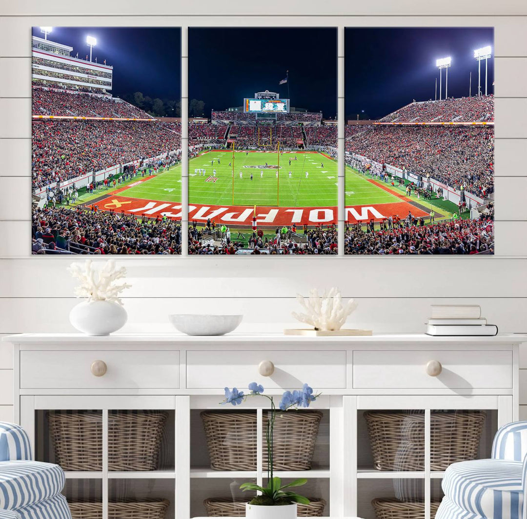 NC State Wolfpack Canvas Print - Raleigh Carter-Finley Stadium Wall Art, Football Team Canvas Print