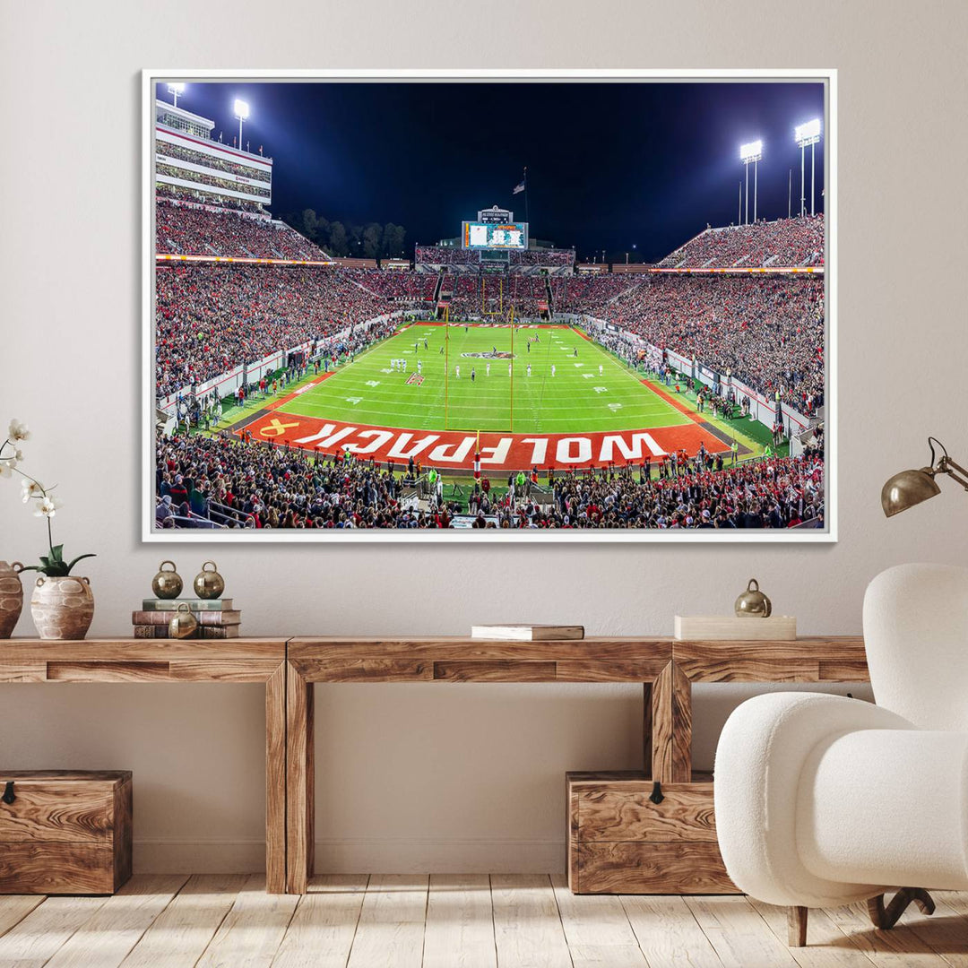 23086-MGV-FC-36X24_White-NC State Wolfpack Canvas Print - Raleigh Carter-Finley Stadium Wall Art, Football Team Canvas Print
