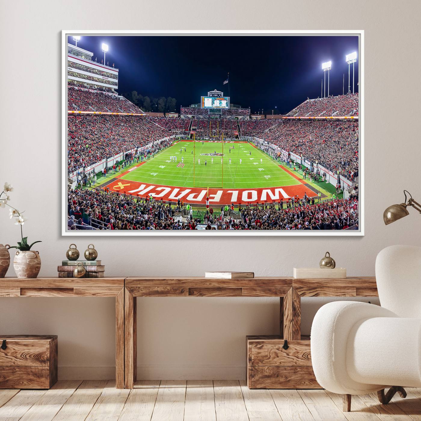 23086-MGV-FC-36X24_White-NC State Wolfpack Canvas Print - Raleigh Carter-Finley Stadium Wall Art, Football Team Canvas Print