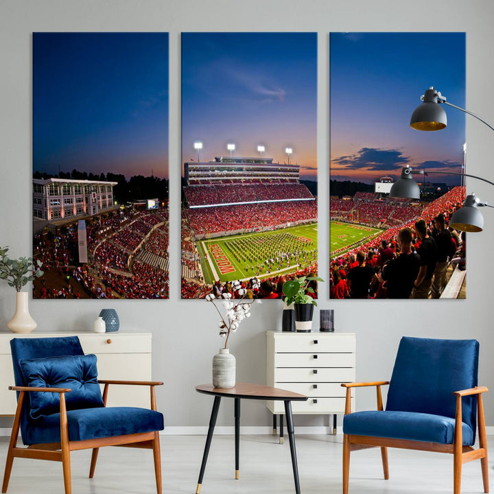 NC State Wolfpack Football Team Print - Raleigh Carter-Finley Stadium Wall Art Canvas Print