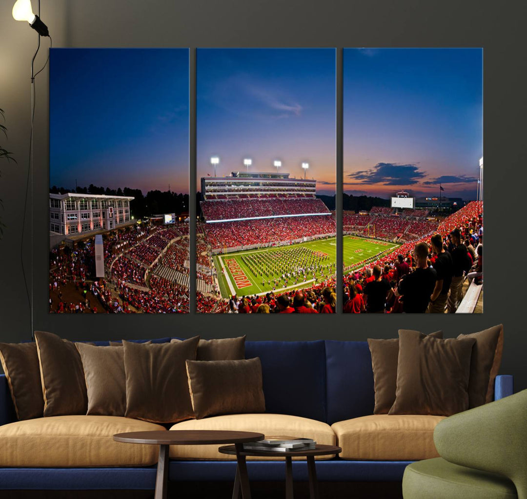 NC State Wolfpack Football Team Print - Raleigh Carter-Finley Stadium Wall Art Canvas Print