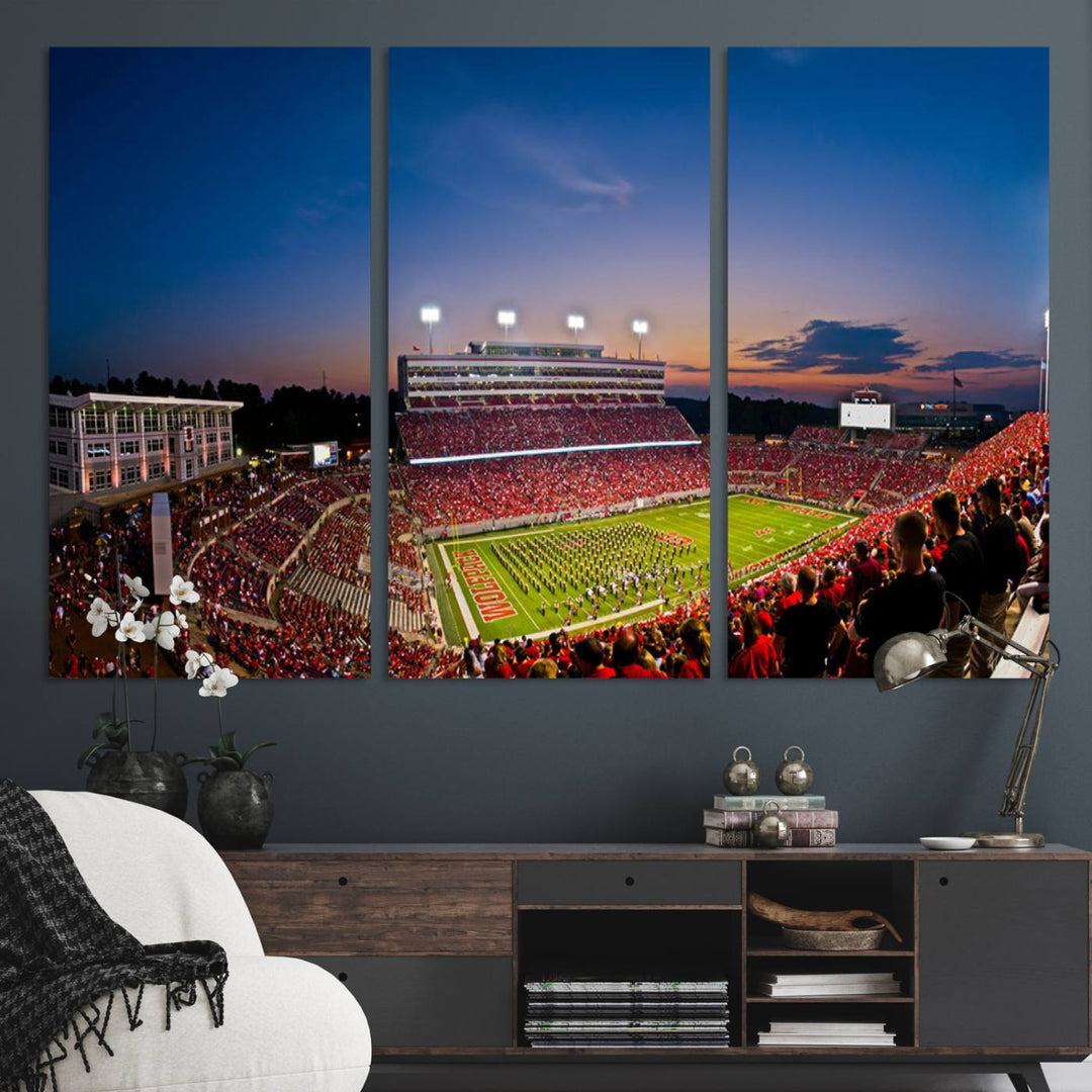 NC State Wolfpack Football Team Print - Raleigh Carter-Finley Stadium Wall Art Canvas Print