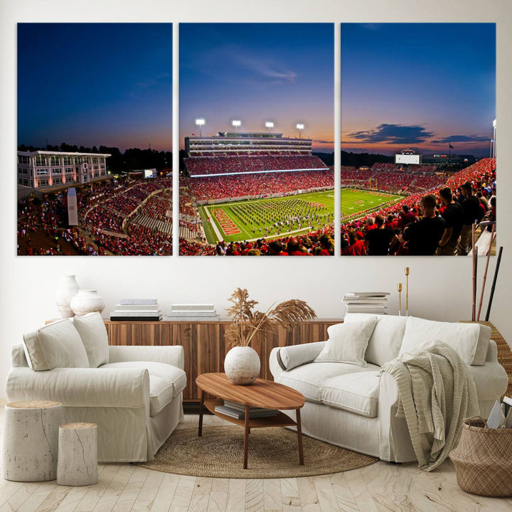 33313-MGV-CV-36X24-NC State Wolfpack Football Team Print - Raleigh Carter-Finley Stadium Wall Art Canvas Print