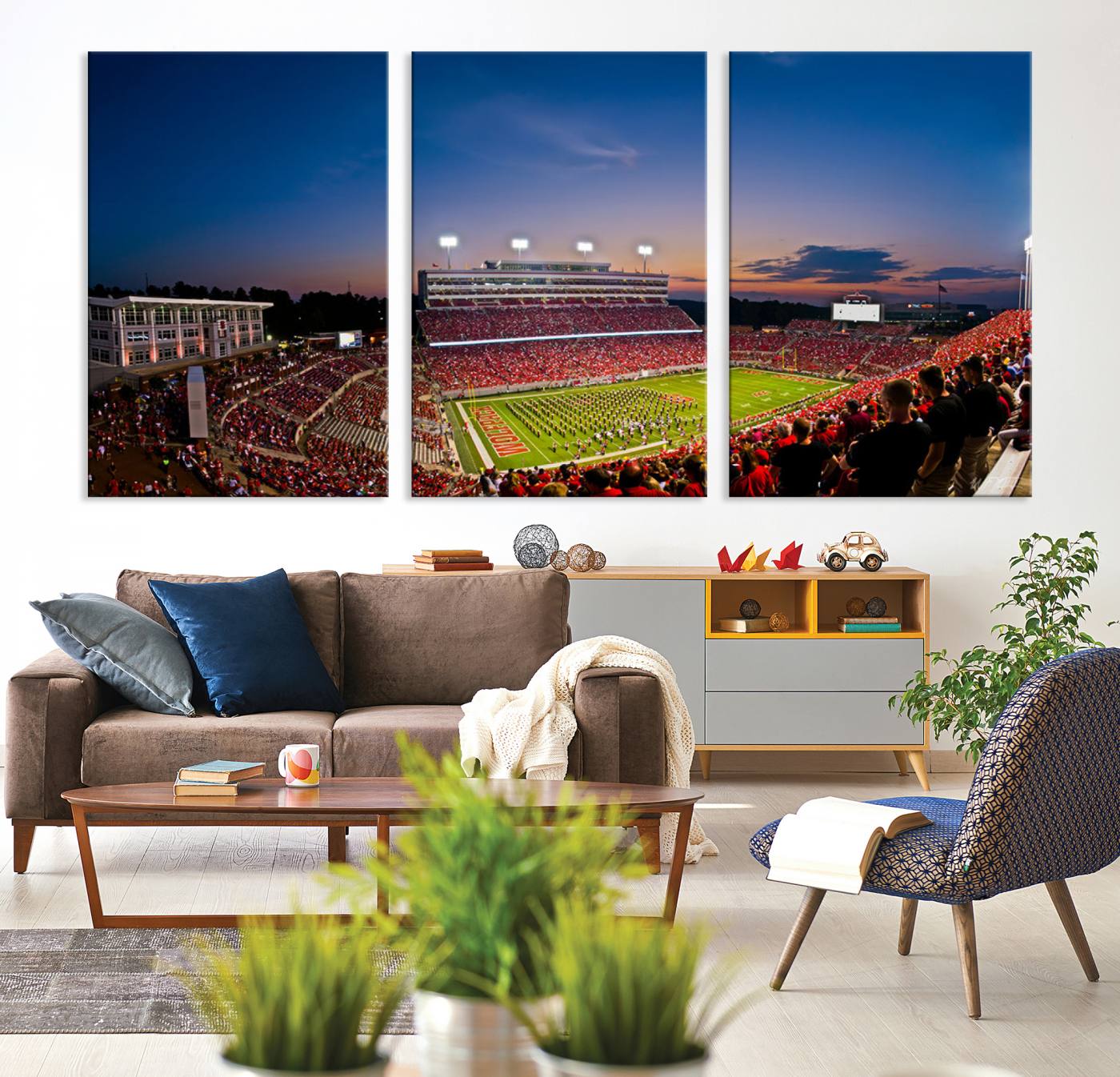 33313-MGV-CV-36X24-NC State Wolfpack Football Team Print - Raleigh Carter-Finley Stadium Wall Art Canvas Print