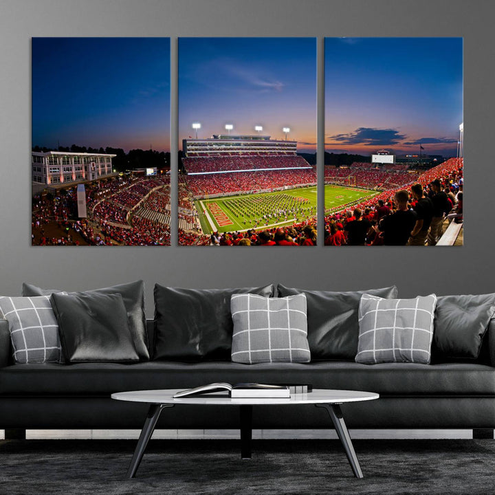 33313-MGV-CV-36X24-NC State Wolfpack Football Team Print - Raleigh Carter-Finley Stadium Wall Art Canvas Print