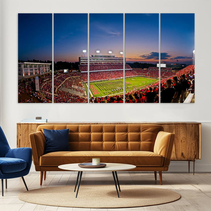 33313-MGV-CV-36X24-NC State Wolfpack Football Team Print - Raleigh Carter-Finley Stadium Wall Art Canvas Print