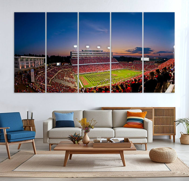 33313-MGV-CV-36X24-NC State Wolfpack Football Team Print - Raleigh Carter-Finley Stadium Wall Art Canvas Print