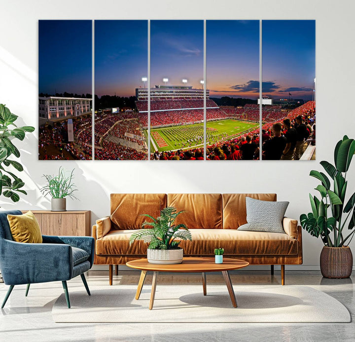 33313-MGV-CV-36X24-NC State Wolfpack Football Team Print - Raleigh Carter-Finley Stadium Wall Art Canvas Print
