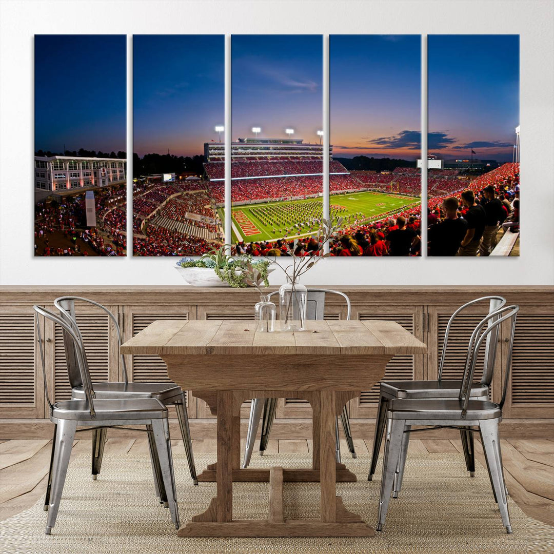 33313-MGV-CV-36X24-NC State Wolfpack Football Team Print - Raleigh Carter-Finley Stadium Wall Art Canvas Print