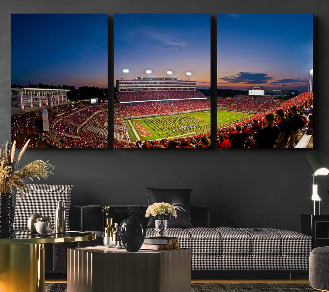 NC State Wolfpack Football Team Print - Raleigh Carter-Finley Stadium Wall Art Canvas Print