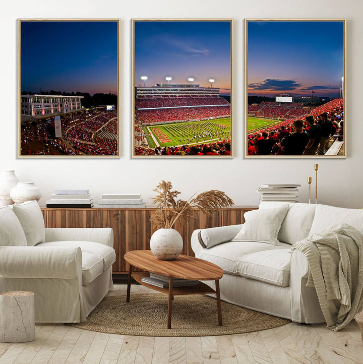 33313-MGV-FC-60X30-3P_Natural-NC State Wolfpack Football Team Print - Raleigh Carter-Finley Stadium Wall Art Canvas Print