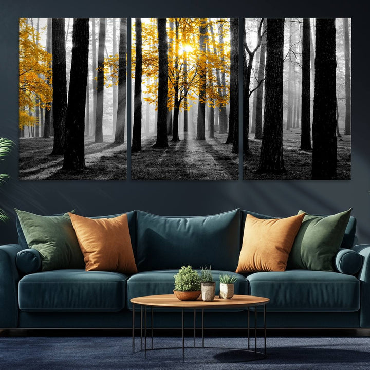 Nature Misty Foggy Autumn Forest Canvas Wall Art Print
