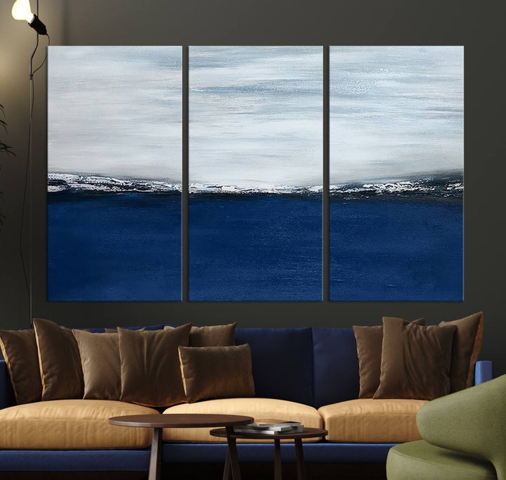 Navy Blue Abstract Wall Art Canvas Print