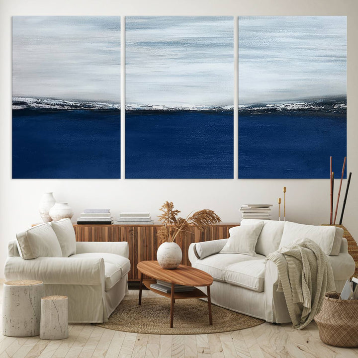 Navy Blue Abstract Wall Art Canvas Print