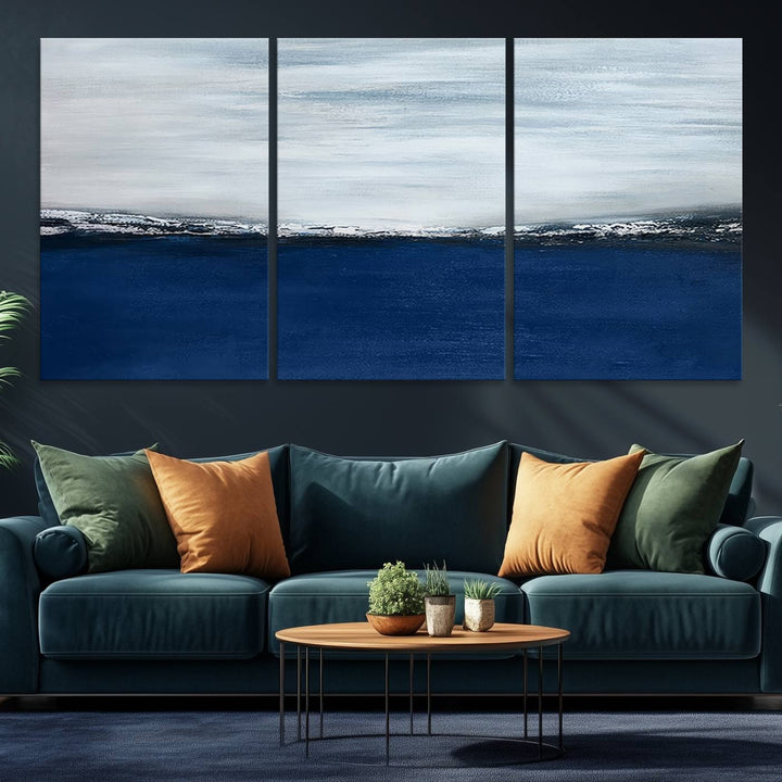 Navy Blue Abstract Wall Art Canvas Print
