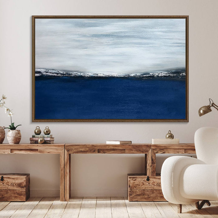 Navy Blue Abstract Wall Art Canvas Print