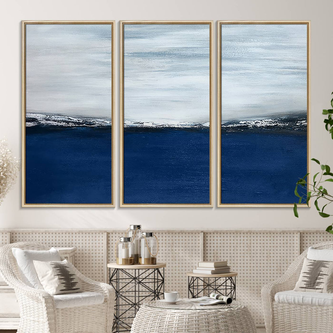 62197-MGV-CV-36X24-Navy Blue Abstract Wall Art Canvas Print
