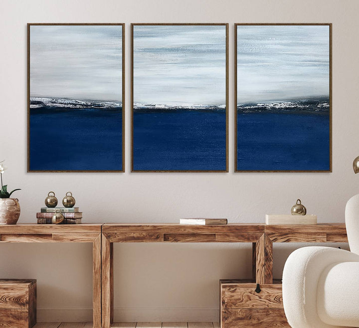 62197-MGV-FC-60X30-3P_Walnut-Navy Blue Abstract Wall Art Canvas Print
