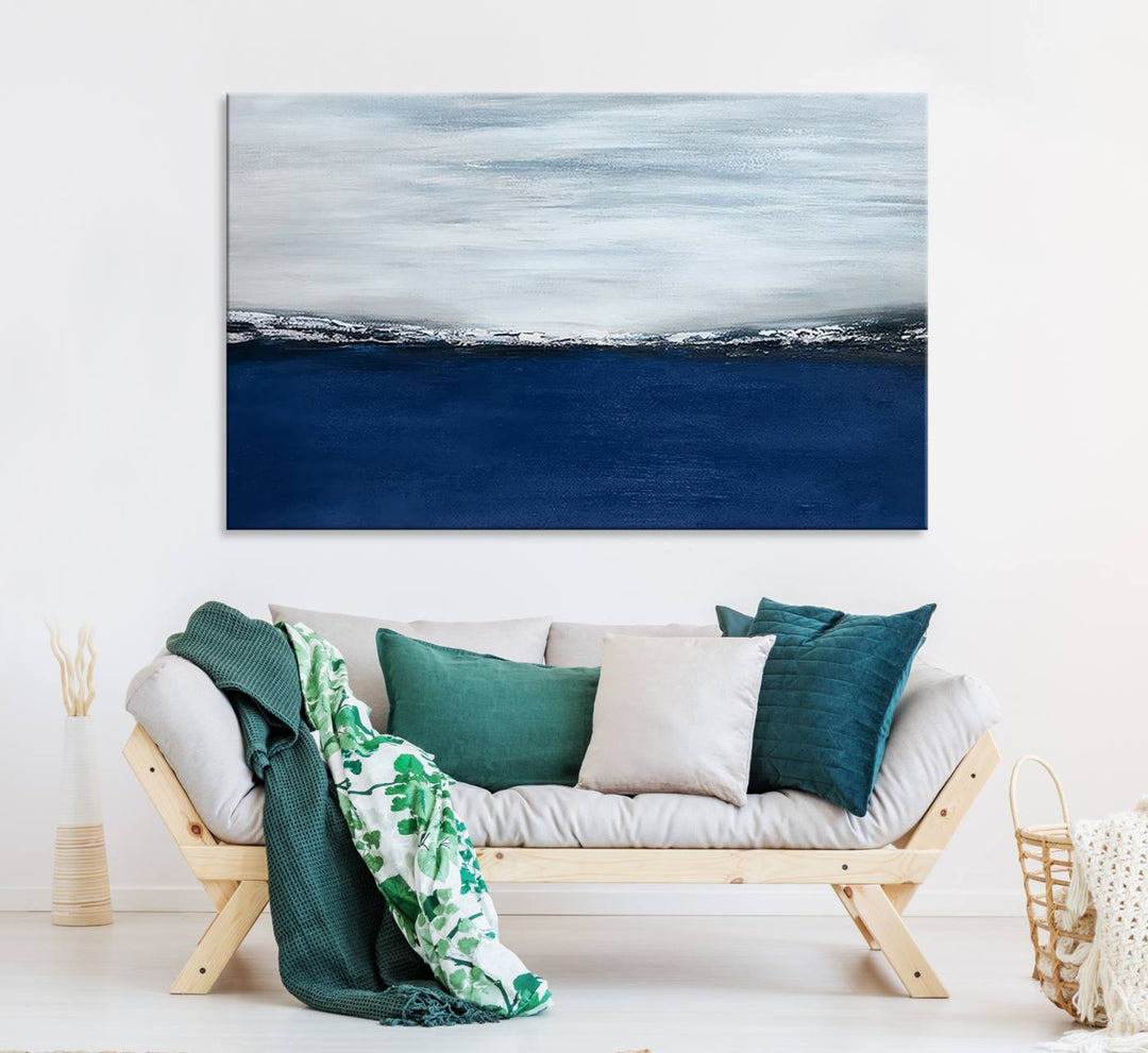 Navy Blue Abstract Wall Art Canvas Print