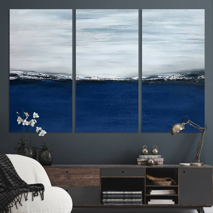 Navy Blue Abstract Wall Art Canvas Print