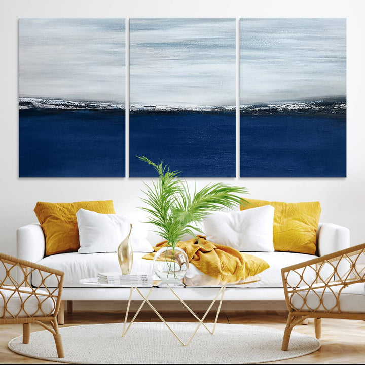 Navy Blue Abstract Wall Art Canvas Print
