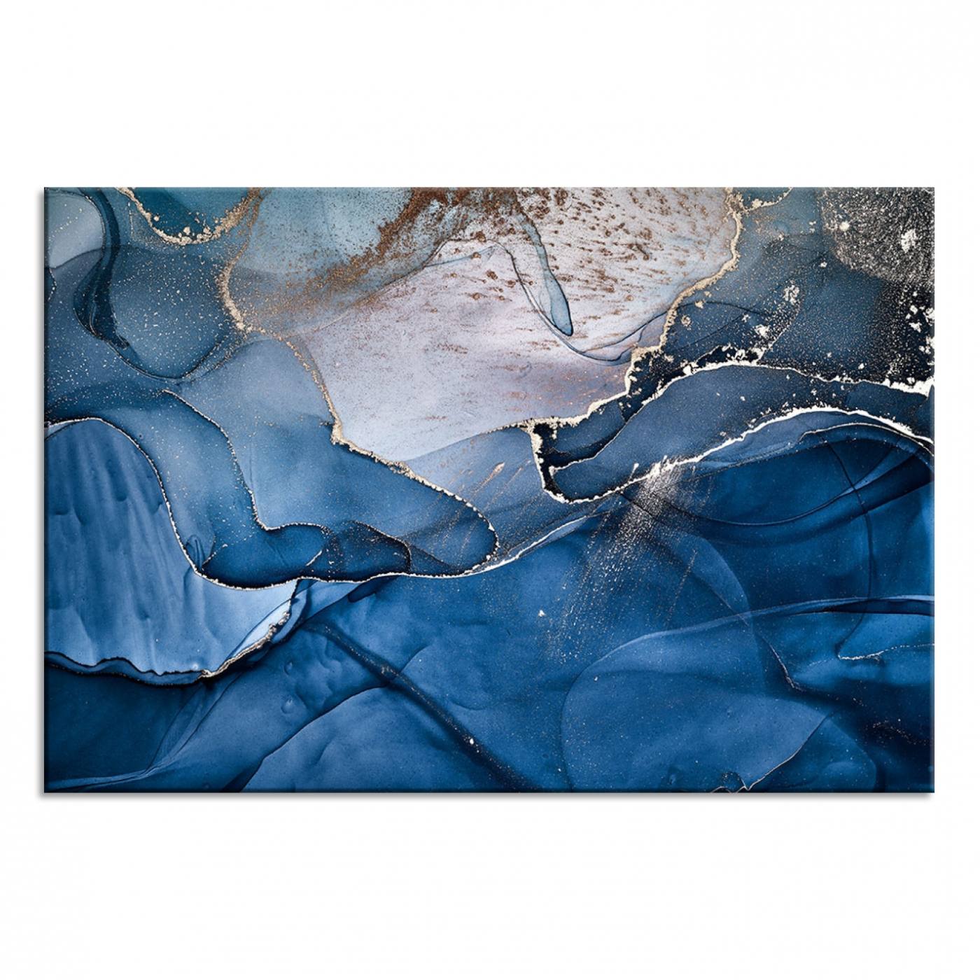 Navy Blue Canvas Art Abstract Print – Elegant Triptych Modern Art Print – Contemporary Decor for Living Room or Office – Ready to Hang