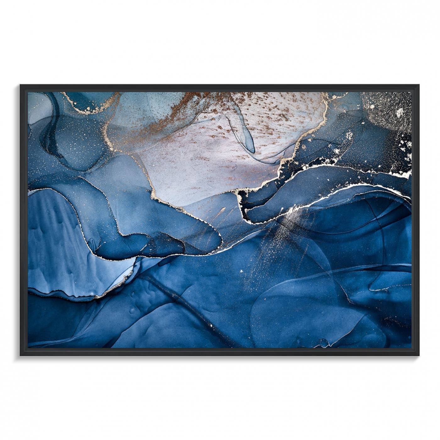 Navy Blue Canvas Art Abstract Print – Elegant Triptych Modern Art Print – Contemporary Decor for Living Room or Office – Ready to Hang